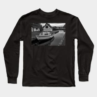 Boat and boat house on the River Bure, Coltishall Long Sleeve T-Shirt